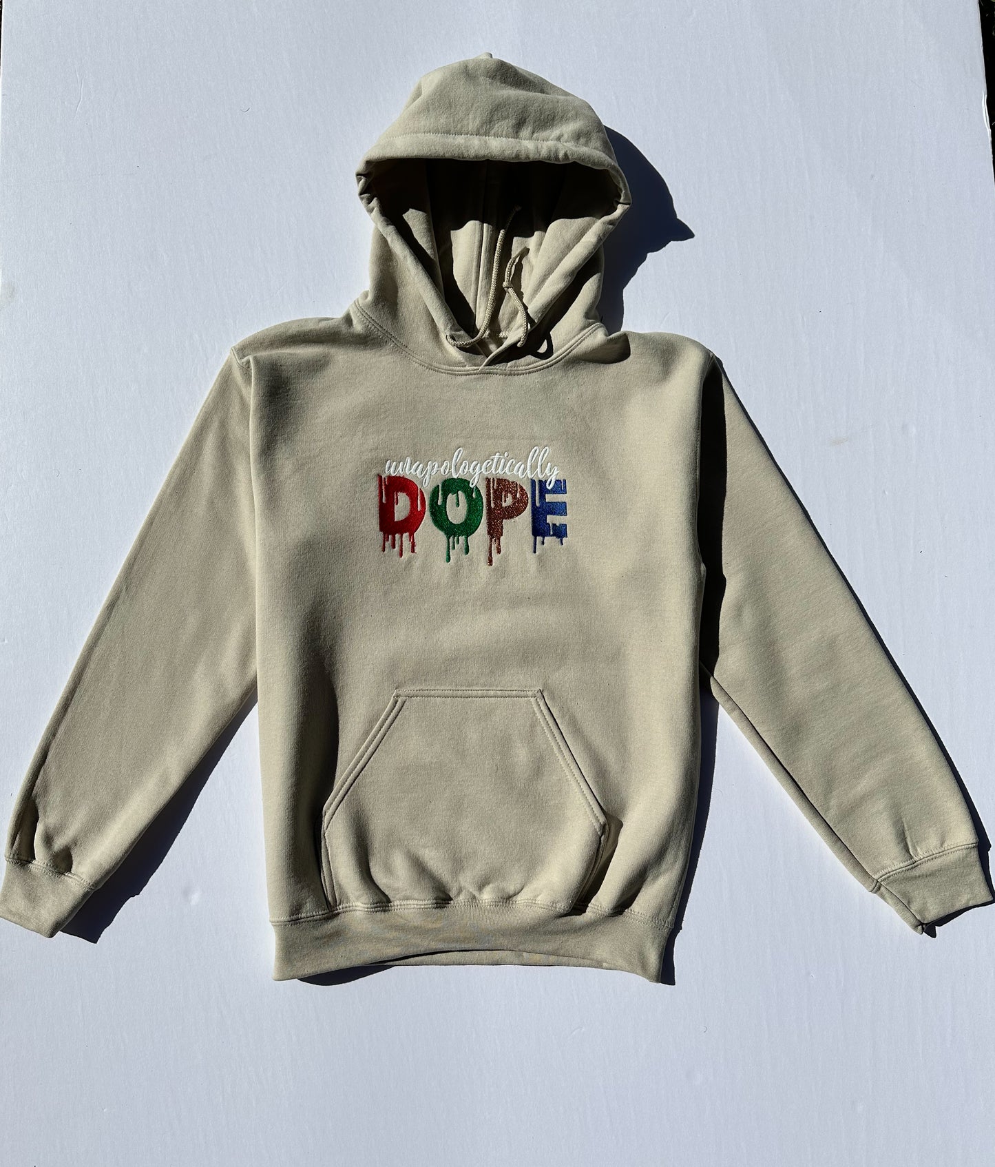 Sand Unapologetically Dope - Embroidered Hoodie